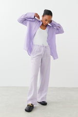 Amaya Linen Blend Trousers - Pink - UK 14 (XL)