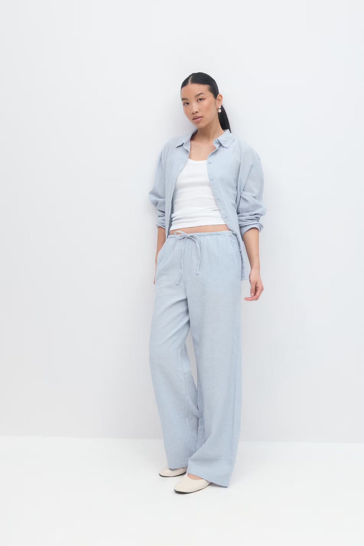 Amaya Linen Blend Trousers - Baby Pink - UK 12 (L)