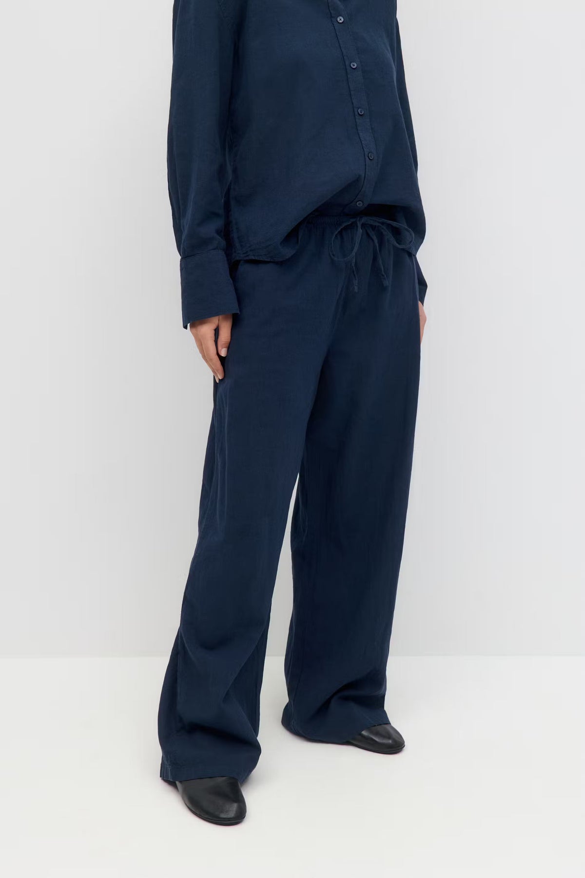 Amaya Linen Blend Trousers - Navy - UK 10 (M)