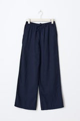 Amaya Linen Blend Trousers - Navy - UK 12 (L)