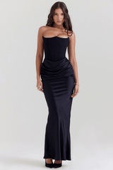 Bella | Elegant Strapless Dress - Brown - UK 12