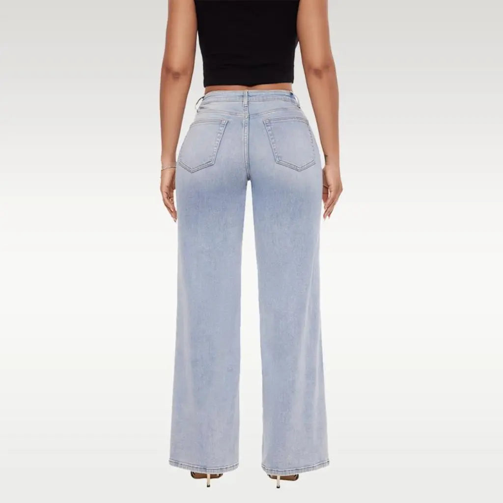 BBL Jeans- Mid-Low Rise Stretch Wide-Leg Jeans - Light Blue - 3XL