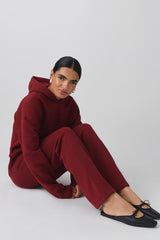 Inès Straight Sweatpants - Bordeaux - UK 6 (XS)