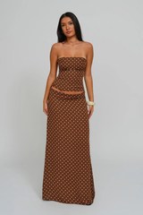 The Riviera Corset Wrap Set - Cocoa Dot - L