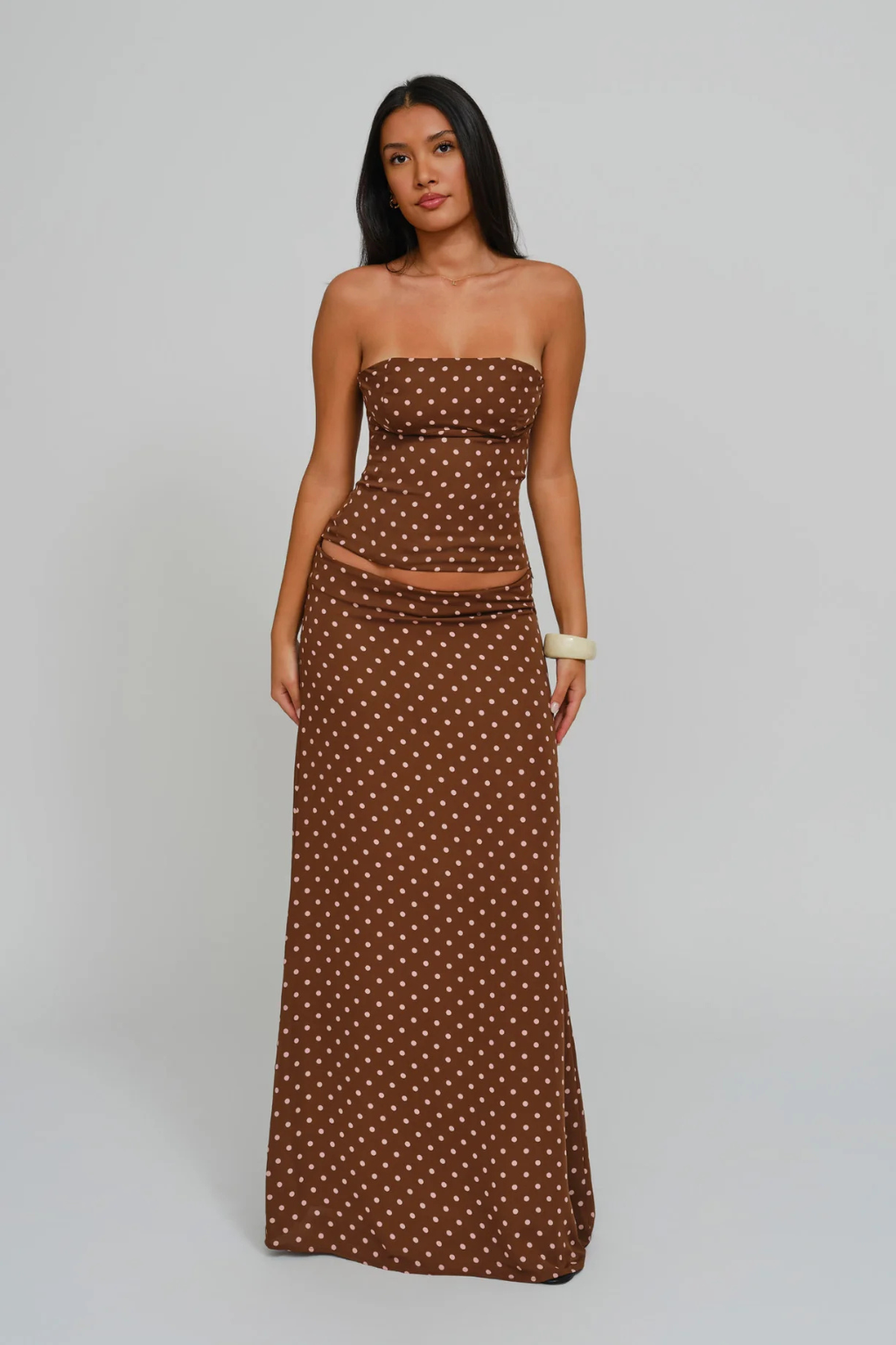The Riviera Corset Wrap Set - Cocoa Dot - L