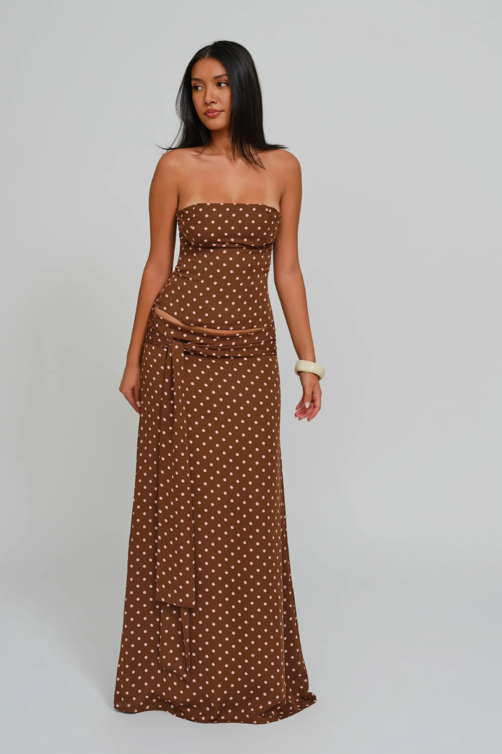 The Riviera Corset Wrap Set - Cocoa Dot - XXL
