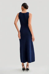 Amaris Hilton Midi Dress - S - Burgundy red