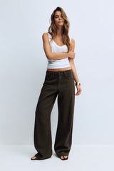 Olivine Perfect Wide Jeans - UK 12 (L) - Beige
