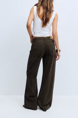 Olivine Perfect Wide Jeans - UK 12 (L) - Brown