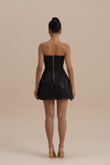 Maya Sequin Mini Dress - Black - XL