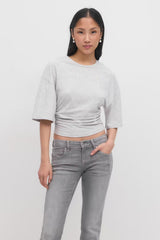 Celine Ruched Tee - M - Gray