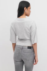 Celine Ruched Tee - L - Black