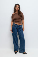 Eleni Low Wide Jeans - UK 10 (M) - Denim Blue