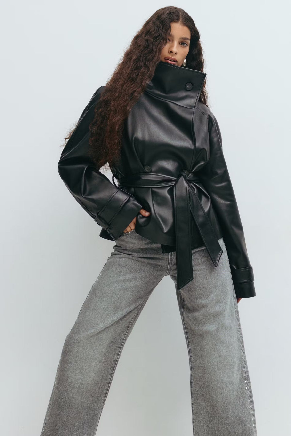 Soraya Leather Wrap Jacket - M