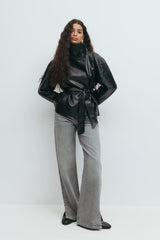 Soraya Leather Wrap Jacket - L