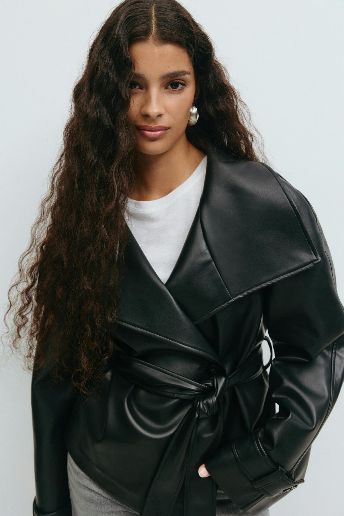 Soraya Leather Wrap Jacket - XS