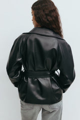 Soraya Leather Wrap Jacket - S