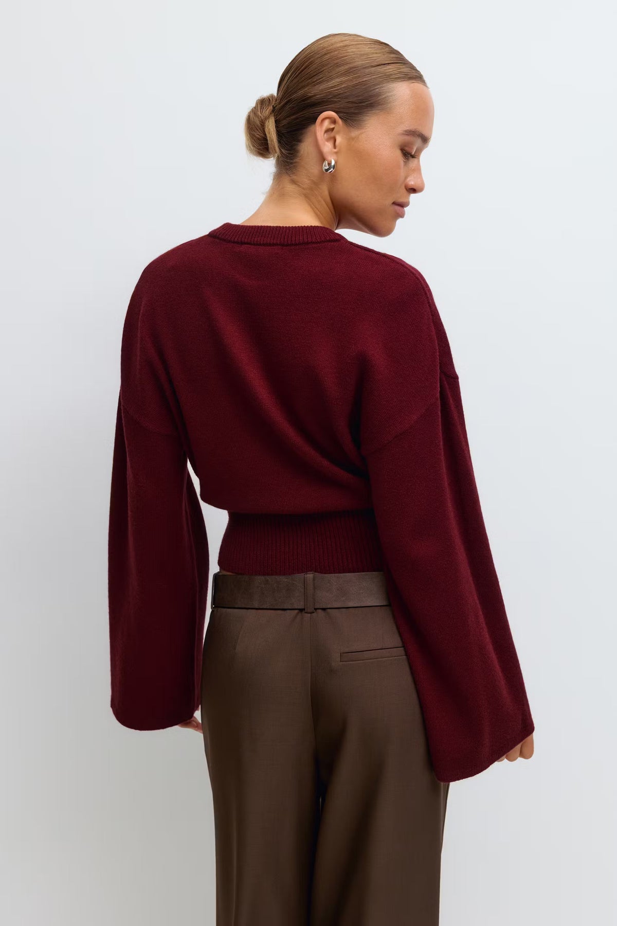 Claudia Sleeve Knitted Top - S - Bordeaux