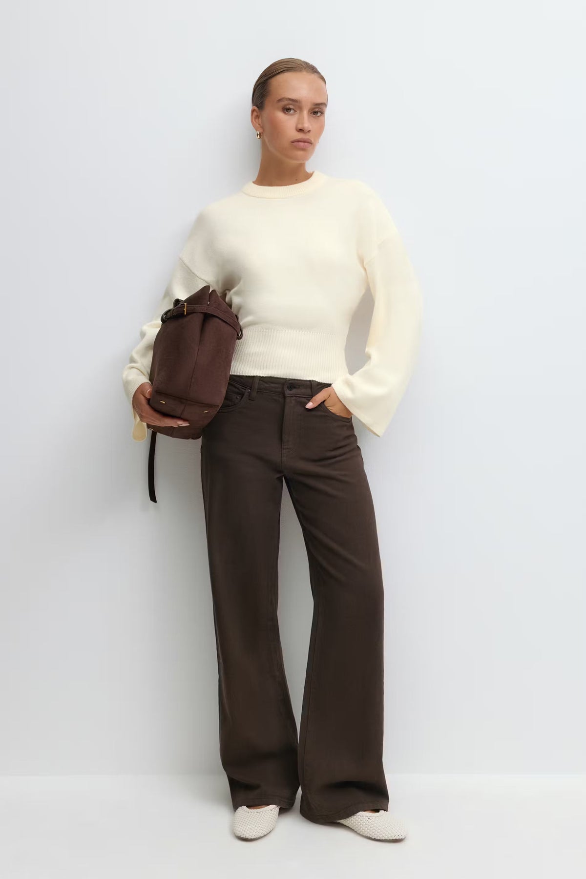 Claudia Sleeve Knitted Top - S - White