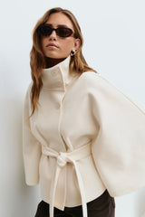 Serena Belted Cape Coat - Black - XL