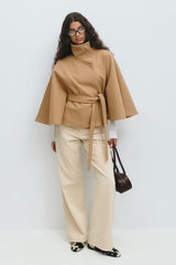 Serena Belted Cape Coat - Navy - L