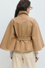 Serena Belted Cape Coat - Navy - XL