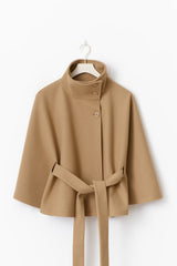 Serena Belted Cape Coat - Beige - XS