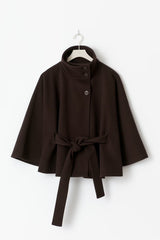 Serena Belted Cape Coat - Beige - XL