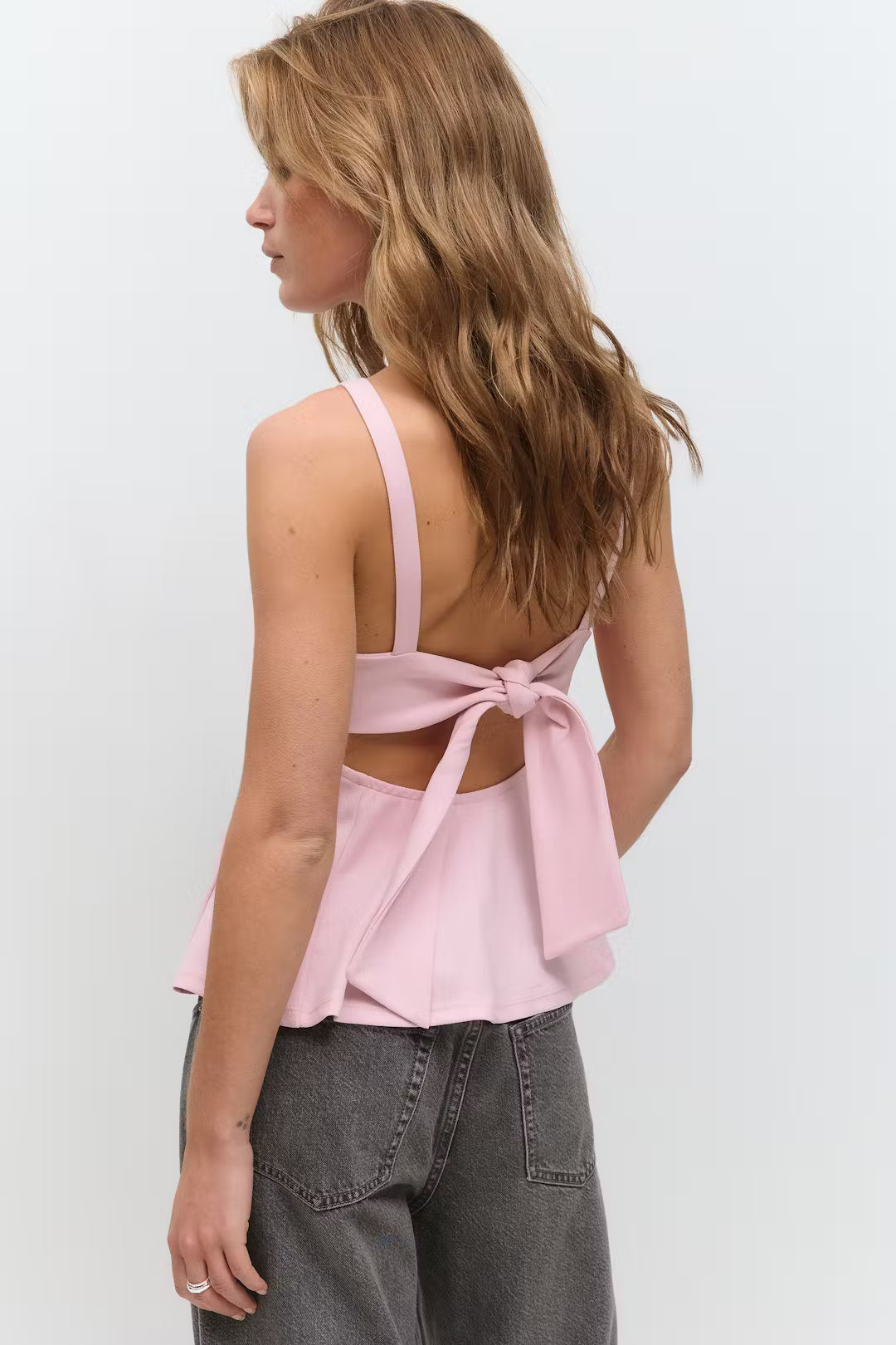 Sabella Peplum Top - M - Pink