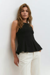 Sabella Peplum Top - XS - Black