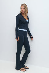 Thalia Flare Trousers - Navy - UK 6 (XS)
