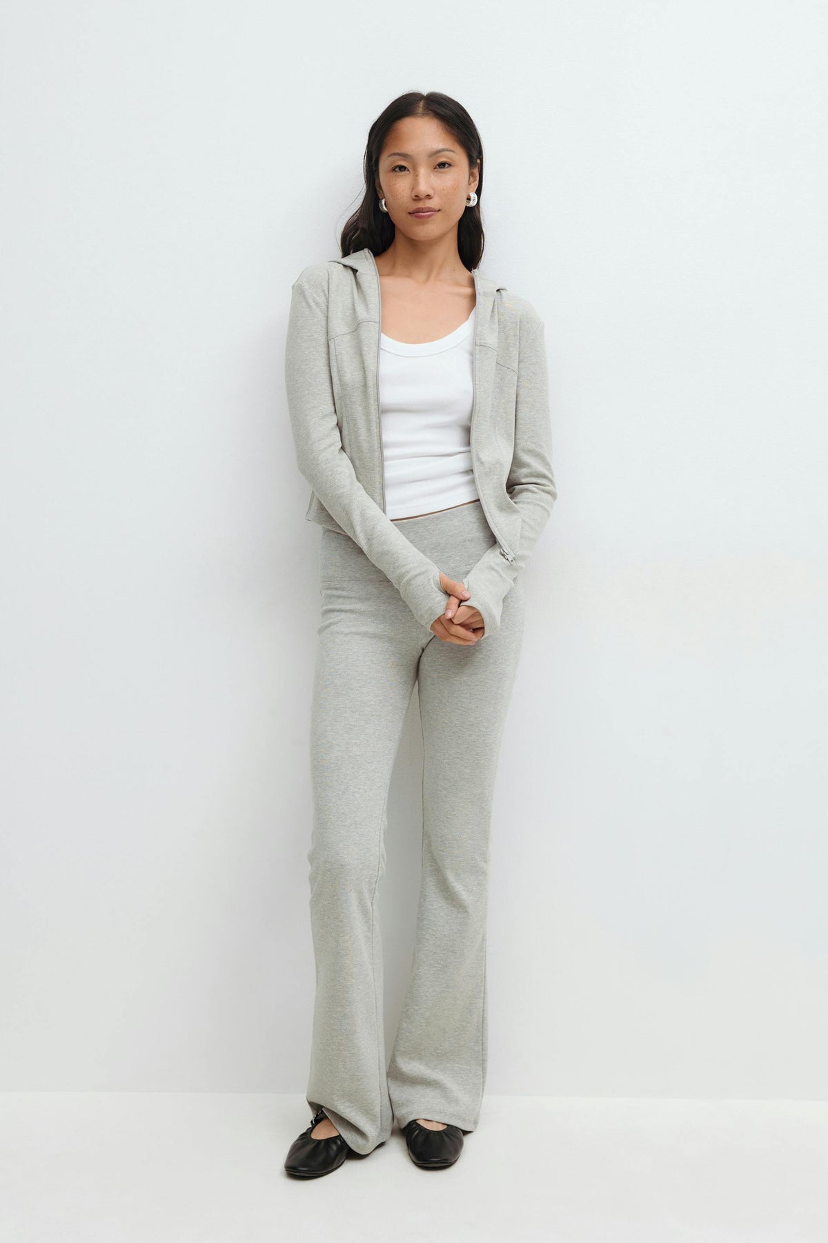 Thalia Flare Trousers - Light Gray - UK 6 (XS)
