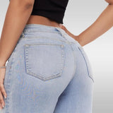BBL Jeans- Mid-Low Rise Stretch Wide-Leg Jeans - Dark Blue - XS