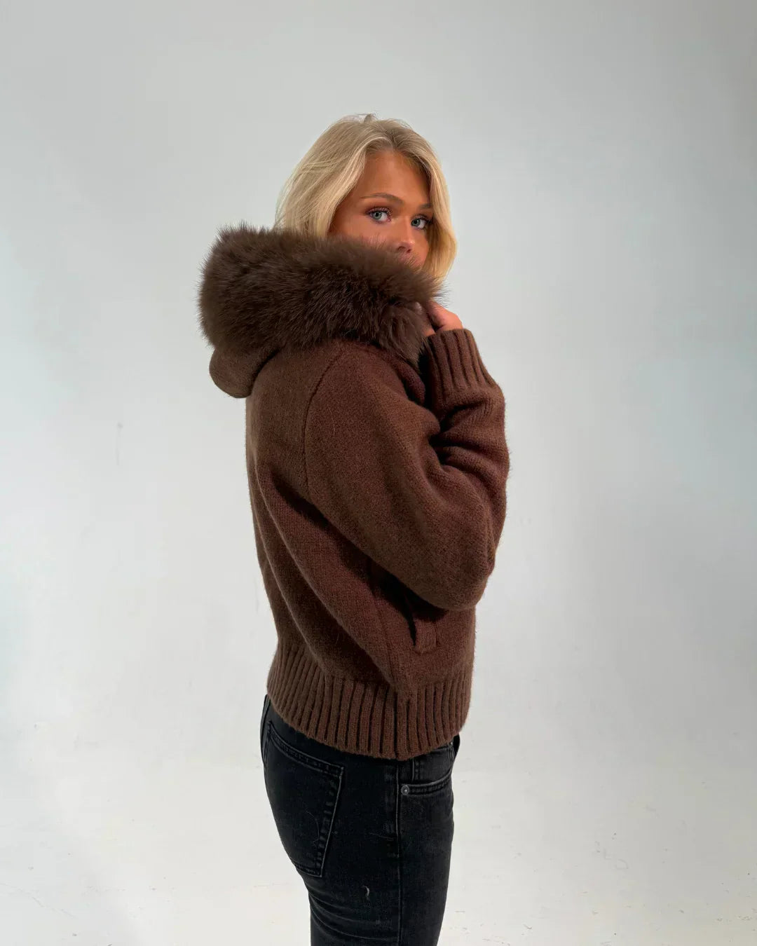 Verena Zipped Fur Jacket - L (170-175cm) - Gray
