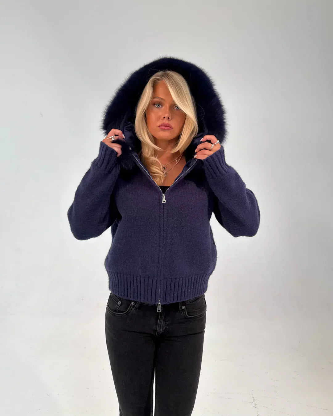 Verena Zipped Fur Jacket - M (165-169cm) - Beige