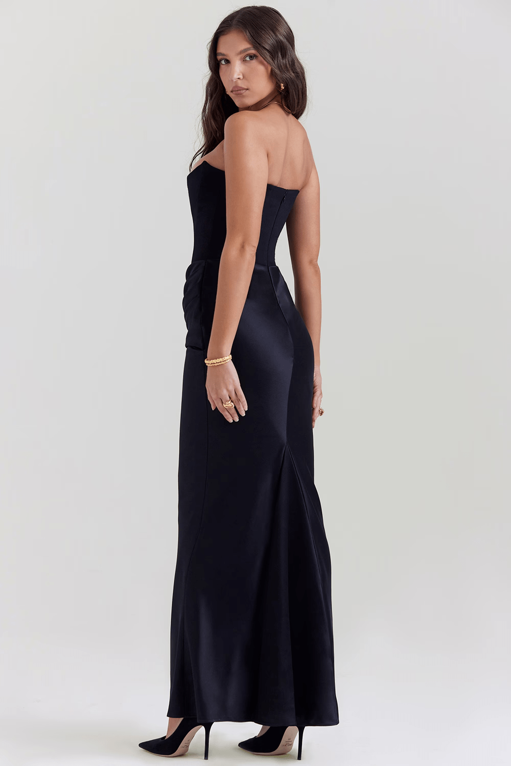 Bella | Elegant Strapless Dress - Brown - UK 16