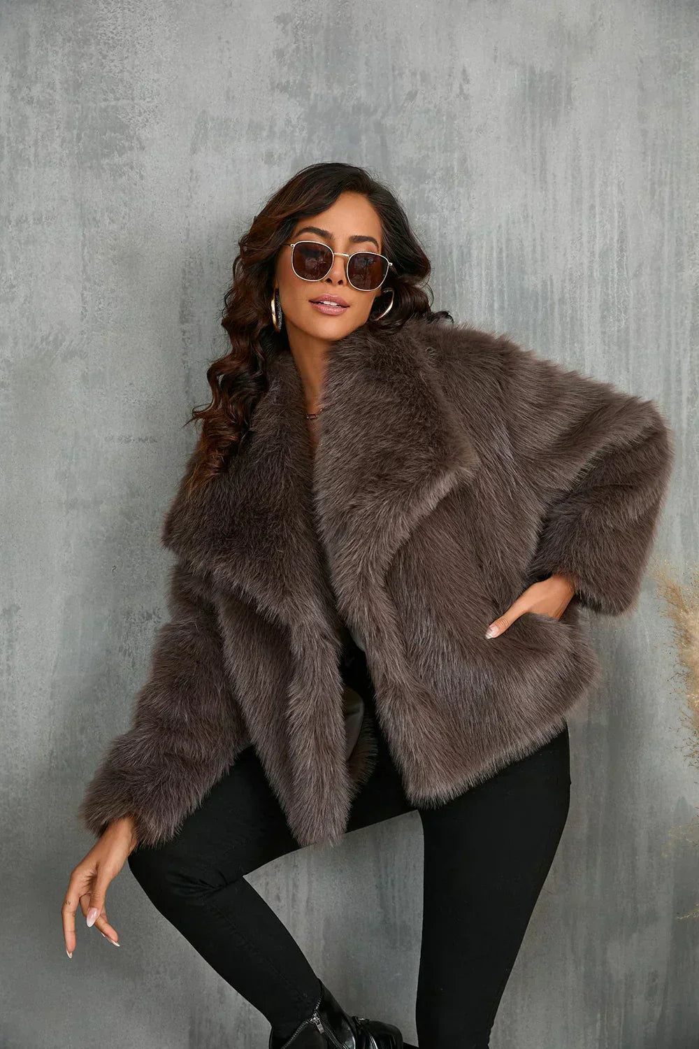 Jessica Cozy Fur Coat - Brown - S