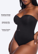 BraSculpt Strapless Bodysuit Thong - Black - M