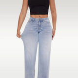 BBL Jeans- Mid-Low Rise Stretch Wide-Leg Jeans - Light Blue - 2XL
