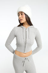 Nora Cable Knitted Set - Gray - L