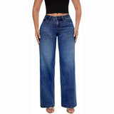 BBL Jeans- Mid-Low Rise Stretch Wide-Leg Jeans - Dark Blue - L
