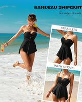 One Piece Swimsuit - Blue Stripe - L