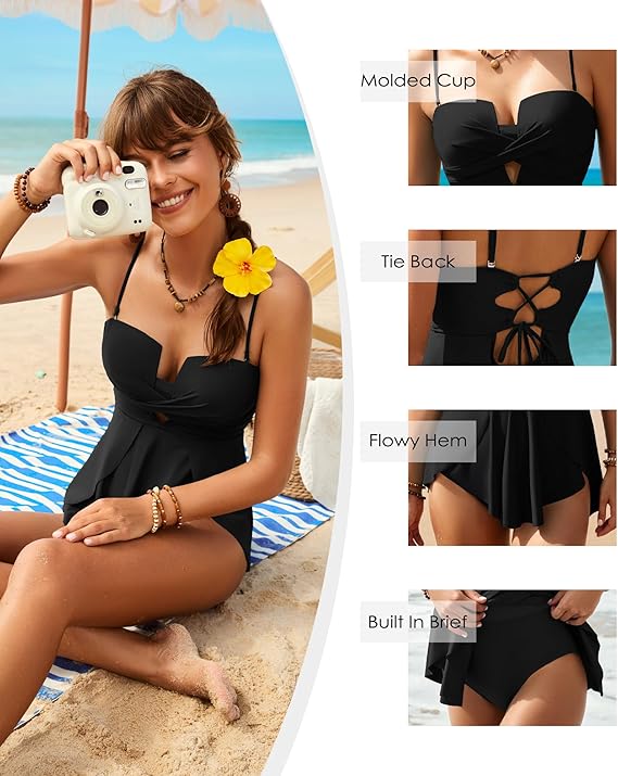 One Piece Swimsuit - Blue Stripe - XL