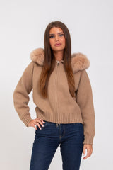 Verena Zipped Fur Jacket - XS (154-158cm) - Brown