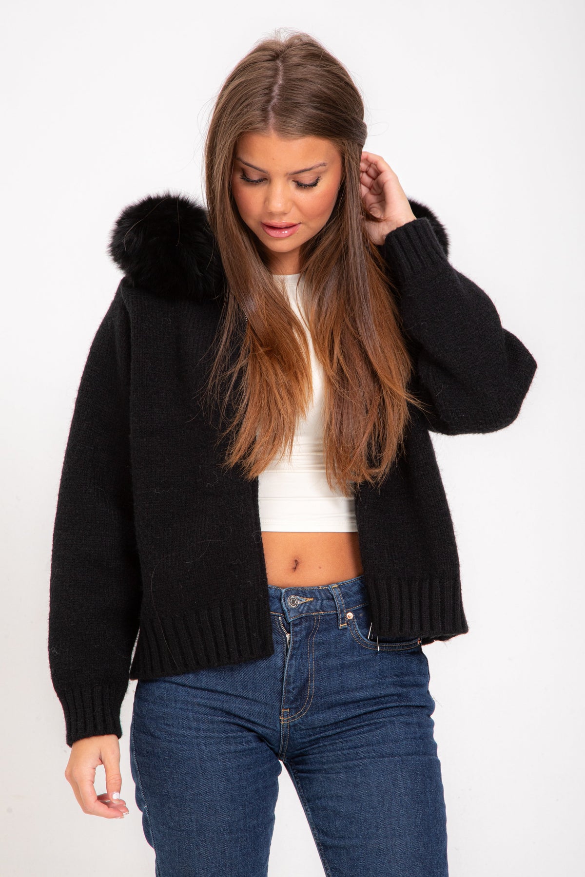 Verena Zipped Fur Jacket - XS (154-158cm) - Beige