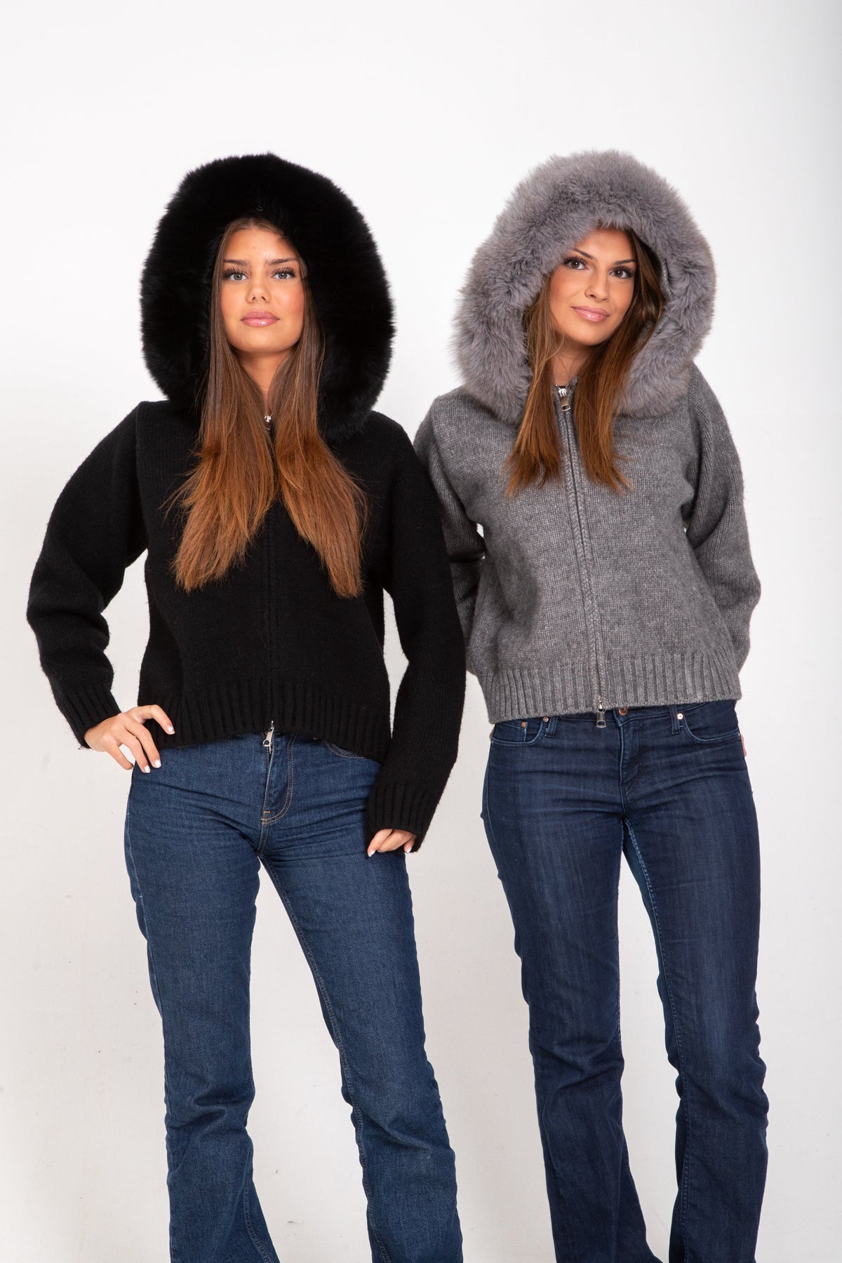 Verena Zipped Fur Jacket - M (165-169cm) - Gray