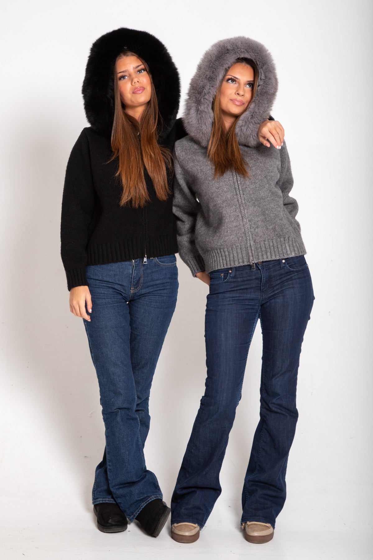 Verena Zipped Fur Jacket - M (165-169cm) - Navy Blue
