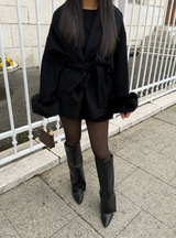 Luciana Belted Fur Coat - Warm Taupé - M