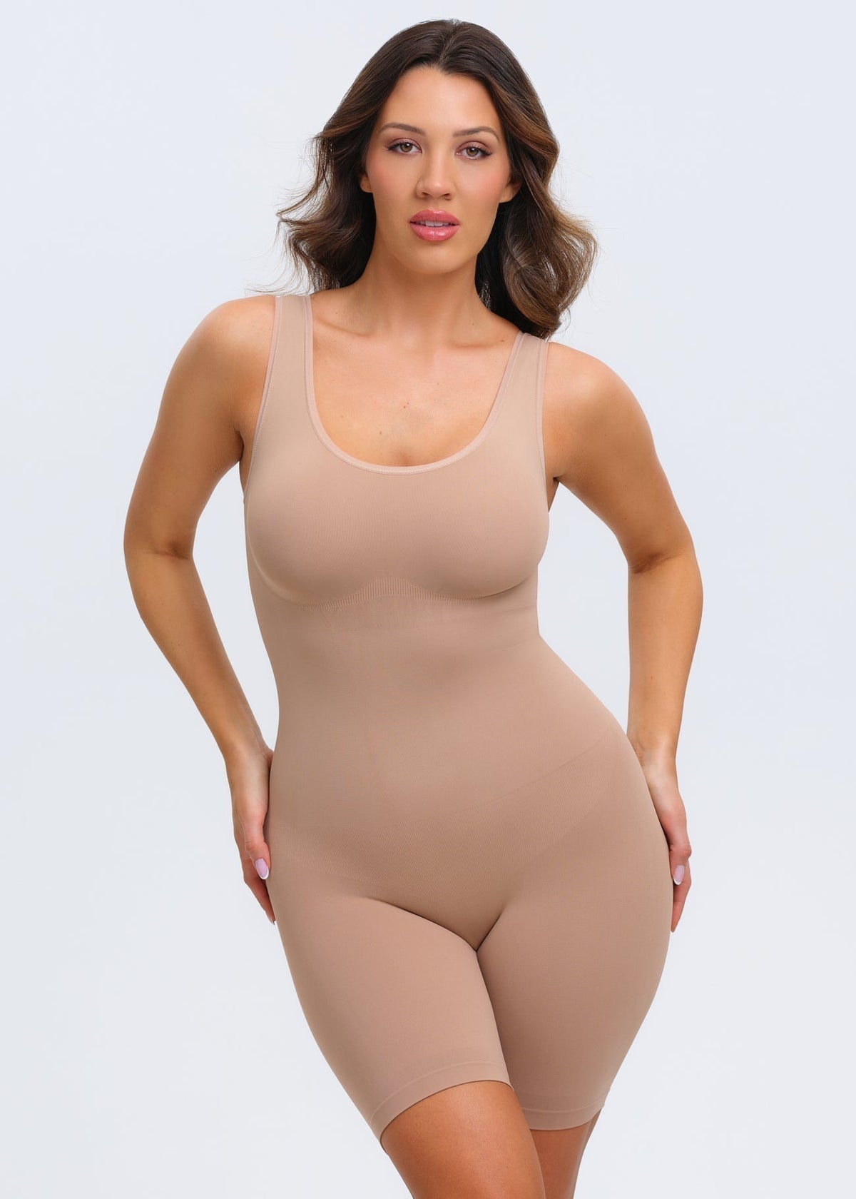 Essential Tank Bodysuit Shorts - Beige - XS/S