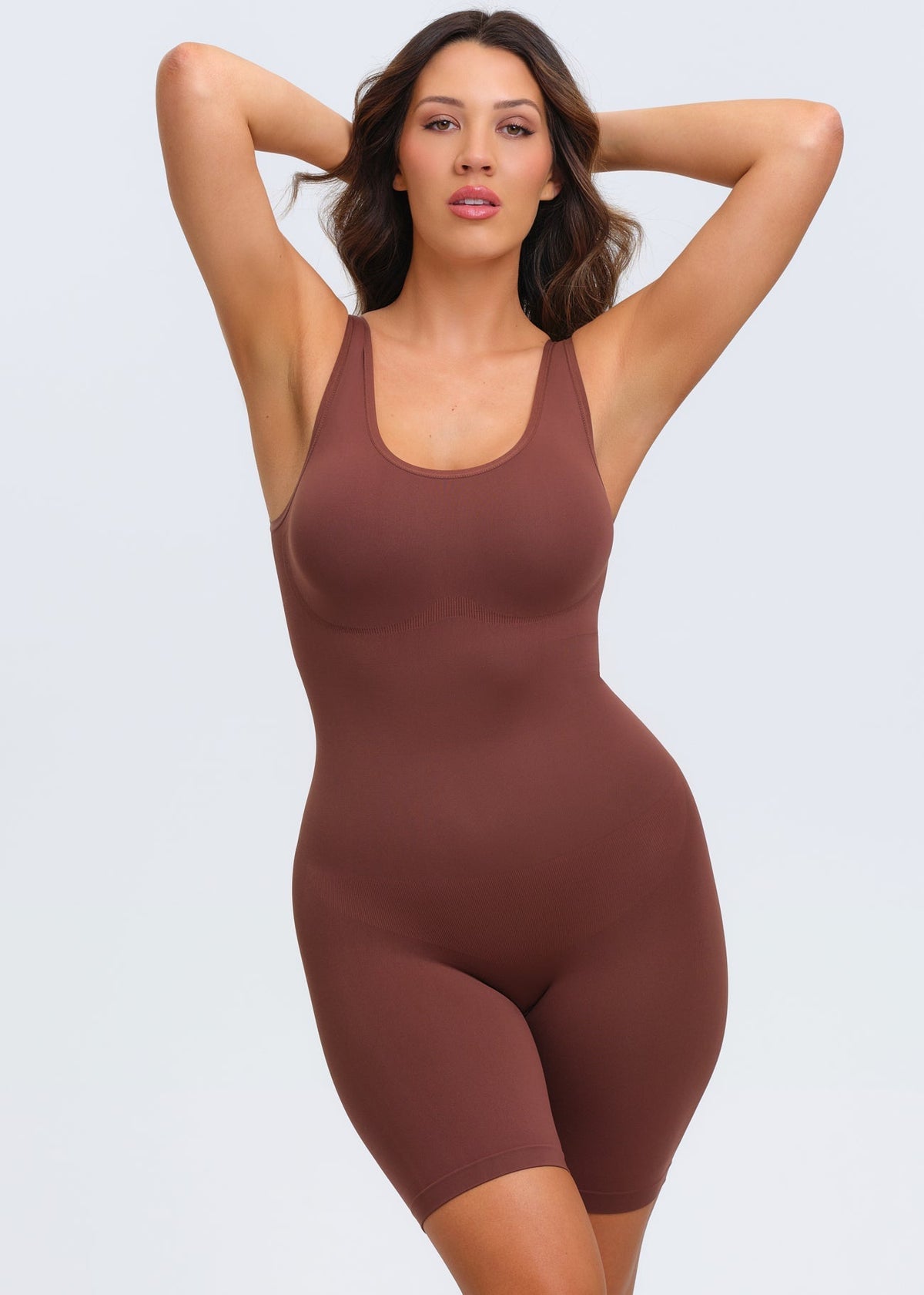 Essential Tank Bodysuit Shorts - Coffee - 5X